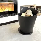 Rund træholder til indendørs i sort stål italiensk moderne design - Favonio Viadurini