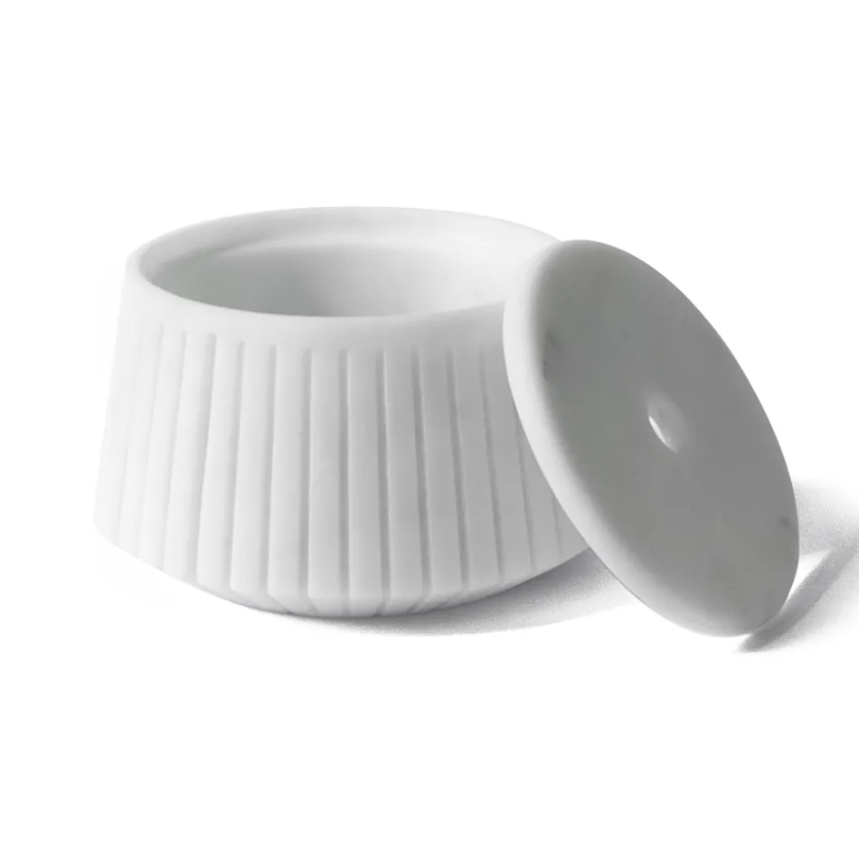 Hvid Carrara marmor eller sort Portoro Design stribet opbevaringsholder - Cairo Viadurini