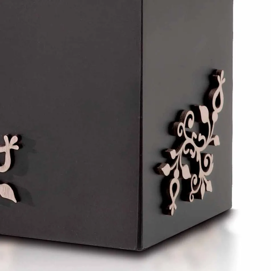 Moderne Elegant Rektangulær Design Paraplystativ i dekoreret træ - Dekoro Viadurini