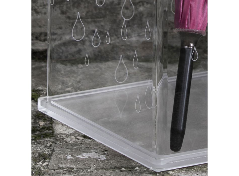 Paraplystativ i transparent laserdekoreret akrylkrystal - Versio Viadurini