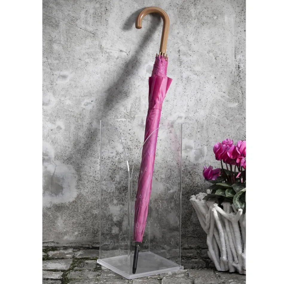 Paraplystativ i transparent laserdekoreret akrylkrystal - Versio Viadurini
