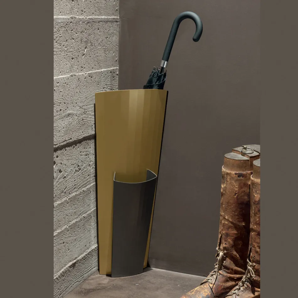 Paraplystativ i guld- og bronzemalet metalplade Made in Italy - Azalea Viadurini