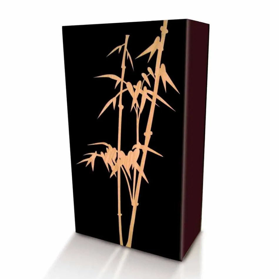 Paraplystativ i mørkt eller hvidt træ med moderne designdekorationer - Cannabambu Viadurini