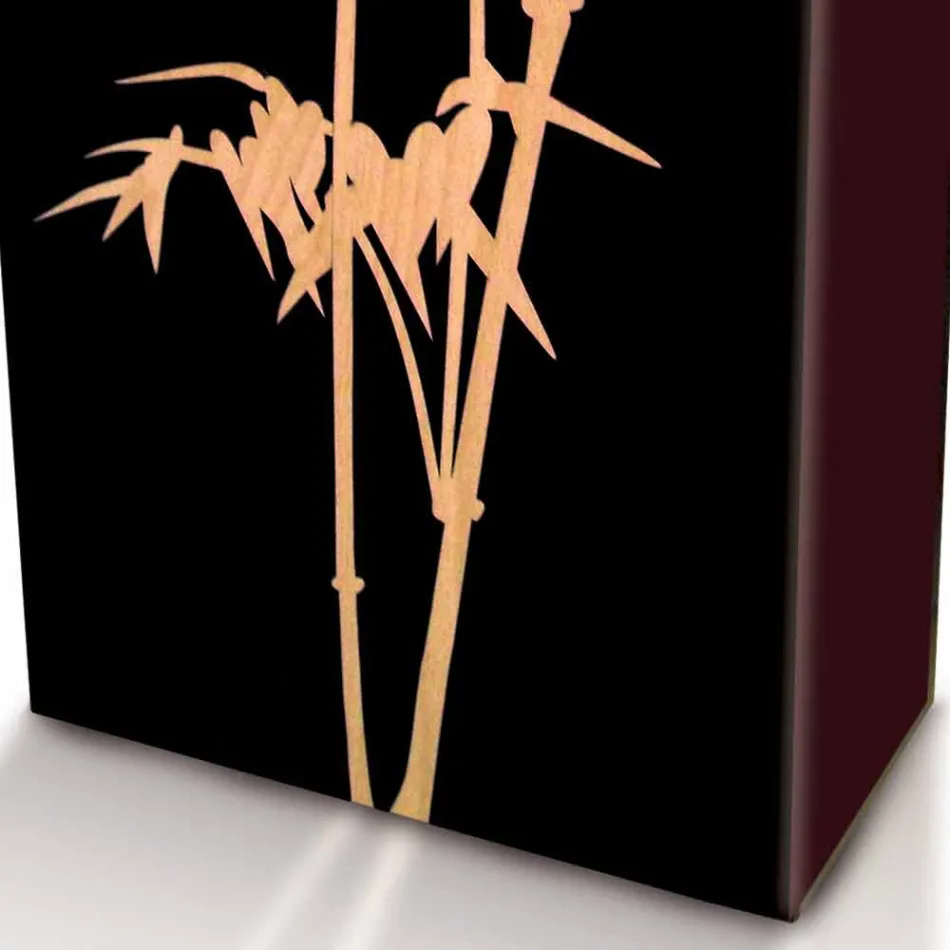 Paraplystativ i mørkt eller hvidt træ med moderne designdekorationer - Cannabambu Viadurini