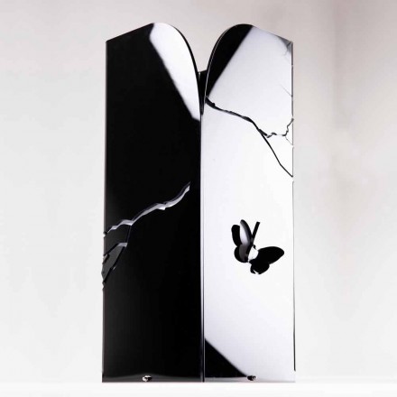 Sort paraplystativ af plexiglas med 3D-graveringer og dekorationer, moderne design - Farfo Viadurini