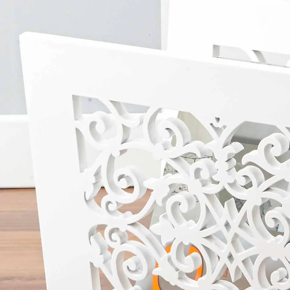 Floor Magazine Rack i moderne farvet træ med dekorer - Dubai Viadurini