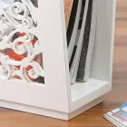 Floor Magazine Rack i moderne farvet træ med dekorer - Dubai Viadurini