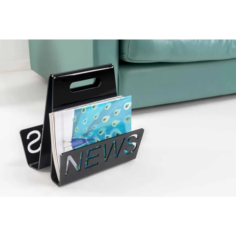 Rack af sort eller gennemsigtig plexiglas-magasin Design Made in Italy - Omar Viadurini