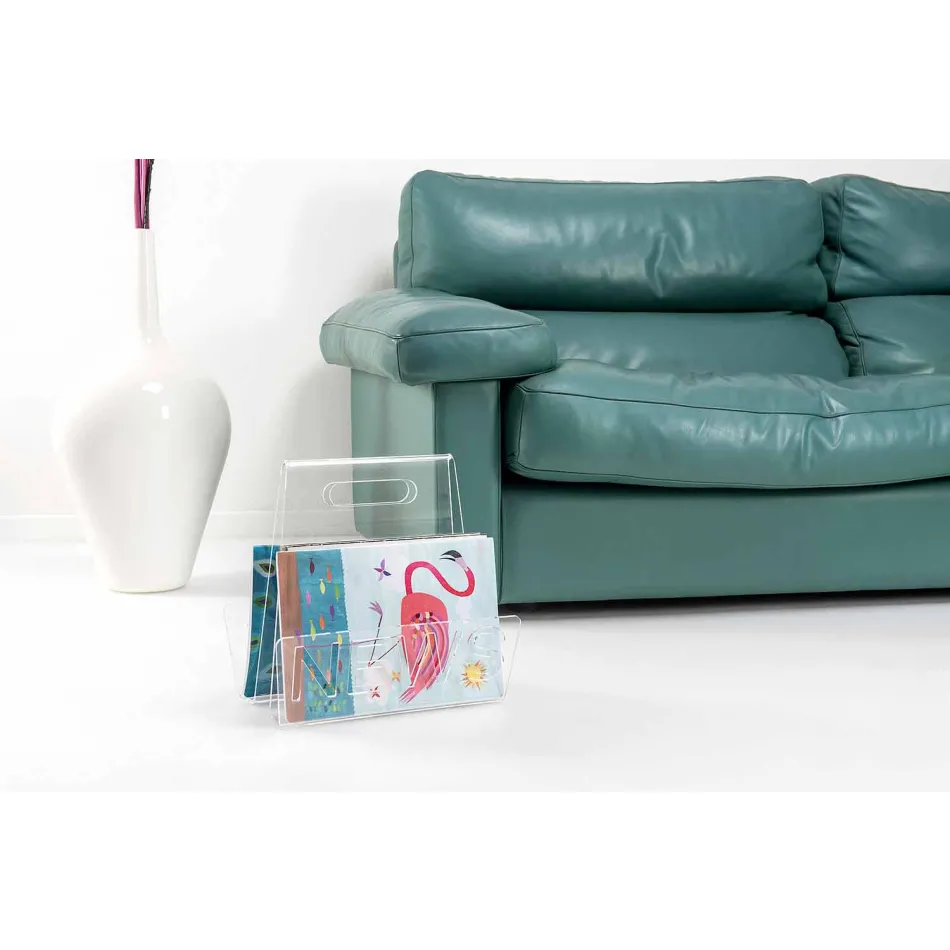 Rack af sort eller gennemsigtig plexiglas-magasin Design Made in Italy - Omar Viadurini