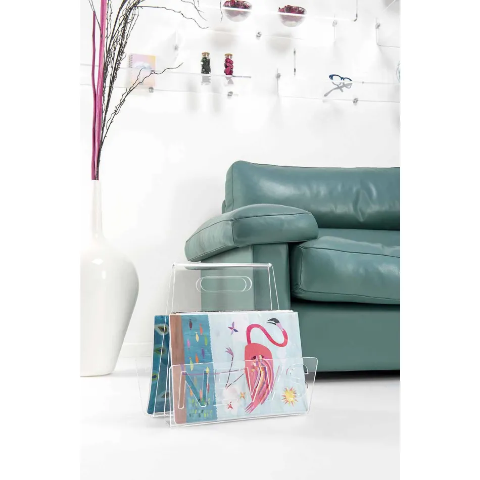 Rack af sort eller gennemsigtig plexiglas-magasin Design Made in Italy - Omar Viadurini