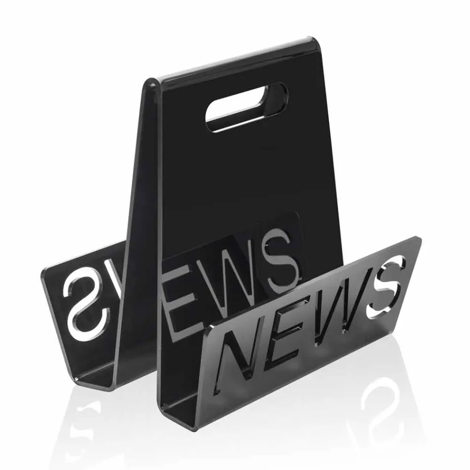 Rack af sort eller gennemsigtig plexiglas-magasin Design Made in Italy - Omar Viadurini