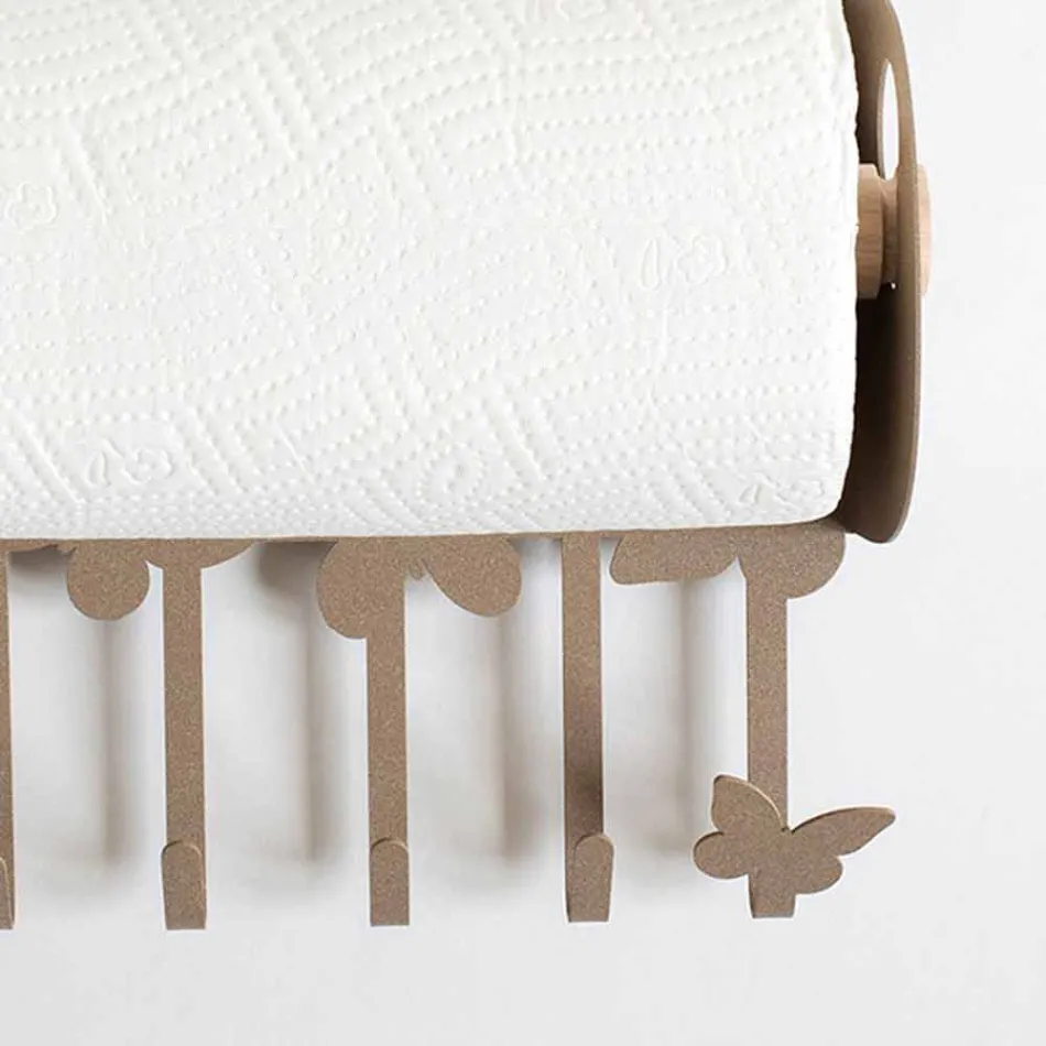 Vægrulleholder i hvidt eller beige jern fremstillet i Italien - Leiden Viadurini