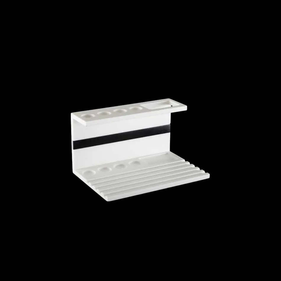 Tandbørsteholder i hvid eller sort Corian, designbadeværelse - Elono Viadurini