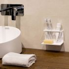 Tandbørsteholder til badeværelse i hvid Corian designkvalitet fremstillet i Italien - Elono Viadurini
