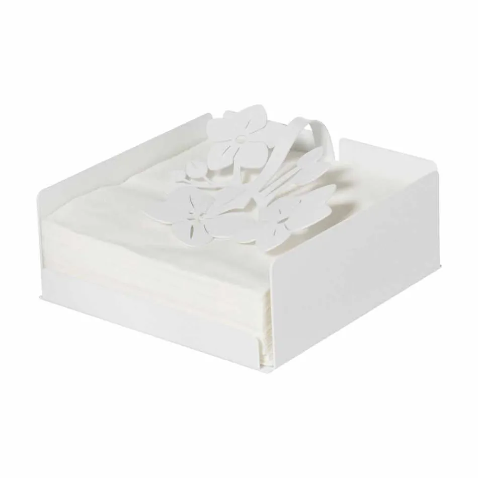 Moderne lavblomster serviettholder i jernblå, hvid eller mudder - Marken Viadurini