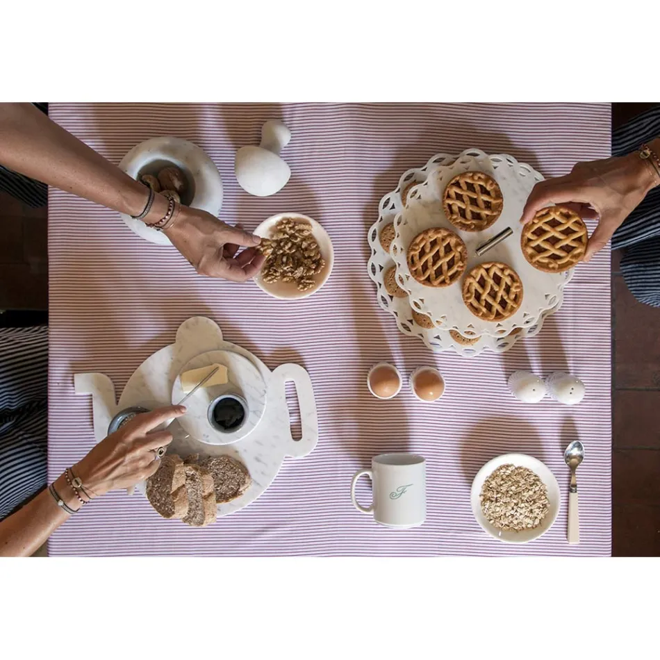 Design Æggebæger i hvid Carrara-marmor fremstillet i Italien, 2 stykker - Picca Viadurini