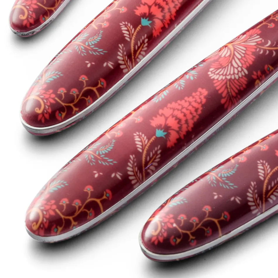 Stål og Plast Bestik Farvet Arabesque Decor 24 Stk - Alessandra Viadurini