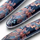 Stål og Plast Bestik Farvet Dekoration med Tiger 24 Stk - Alessandra Viadurini