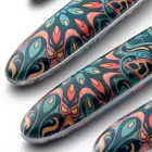 Stål og Plast Bestik Farvet Blomsterdekor 24 Stk - Alessandra Viadurini