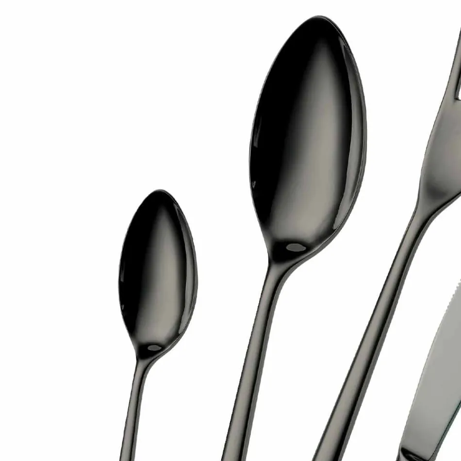 24 stykker luksuspoleret eller sandblæst farvet rustfrit stålbestik - lapis Viadurini