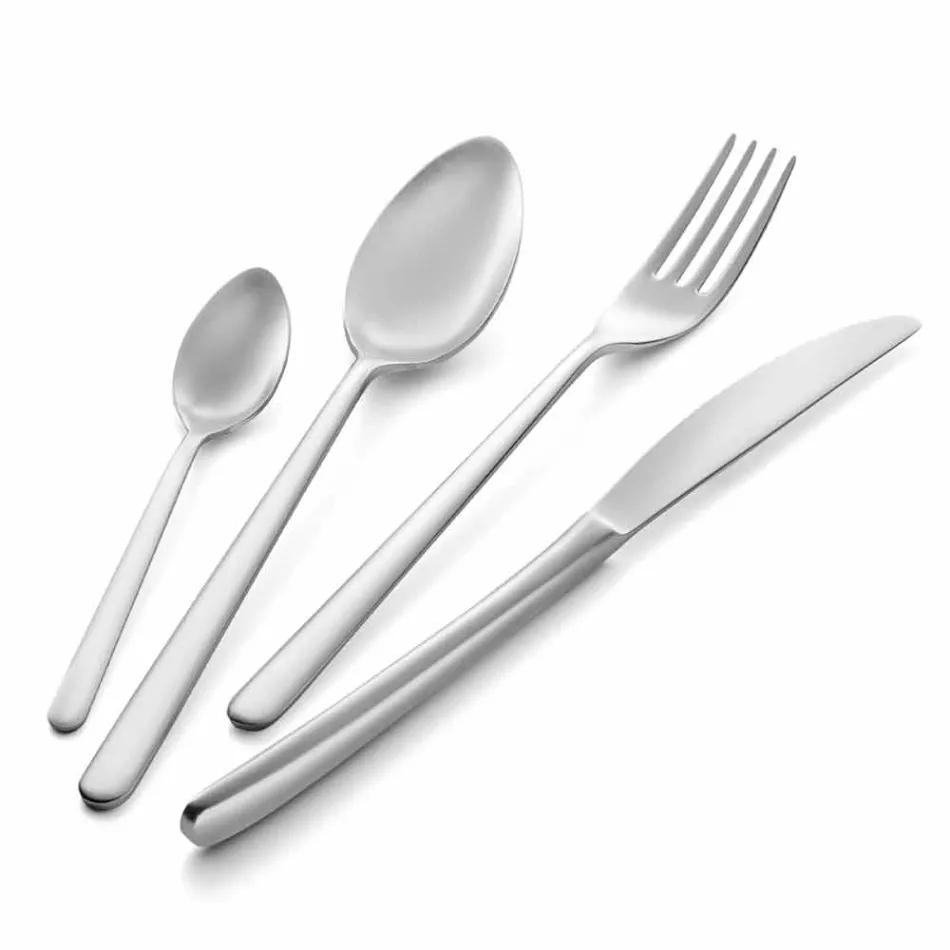 24 stykker luksuspoleret eller sandblæst farvet rustfrit stålbestik - lapis Viadurini