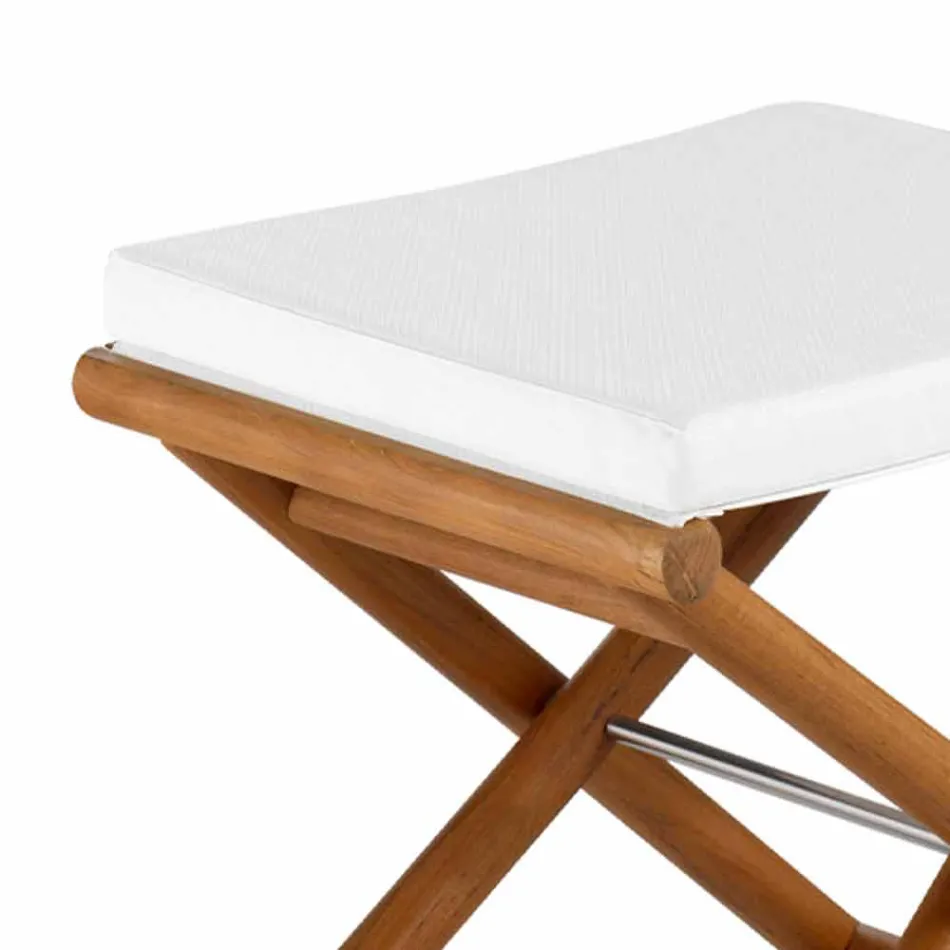 Udendørs puf i naturligt eller sort matttræ og pude, fremstillet i Italien - Suzana Viadurini