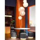 Pouf til udendørs, i polyethylen og stof eller læder - Mara Slide Viadurini