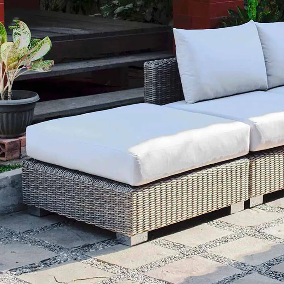 Puf moderne ydre i grå-taupe Jaco polyethylen, håndlavet Viadurini