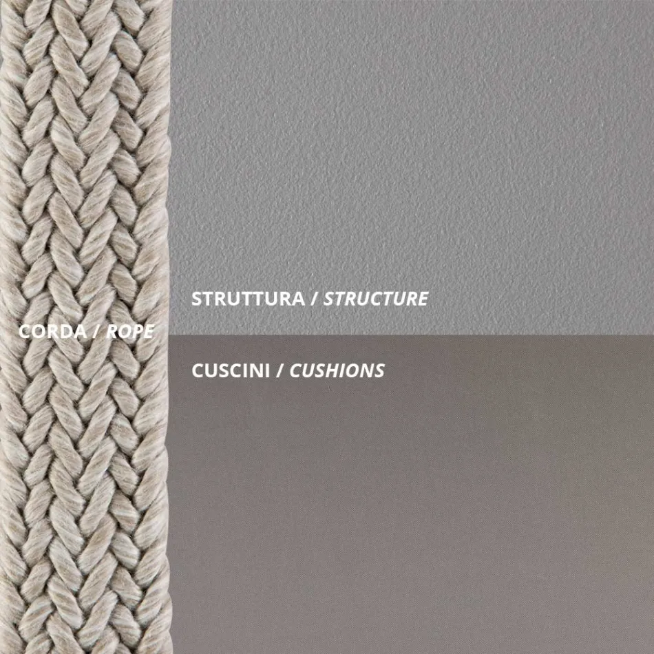 Havepuf i stål og rebpude medfølger Made in Italy - Bronn Viadurini