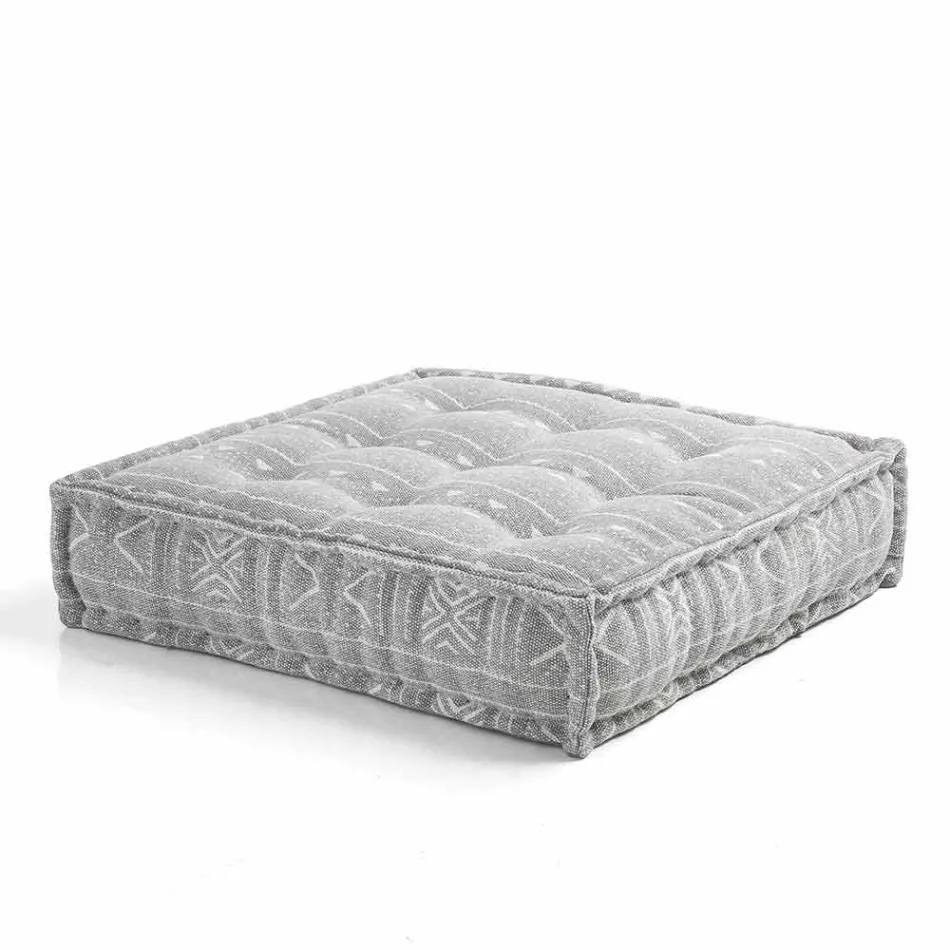 Etnisk firkantet pouf i lappet stof eller fløjlsfiber Viadurini