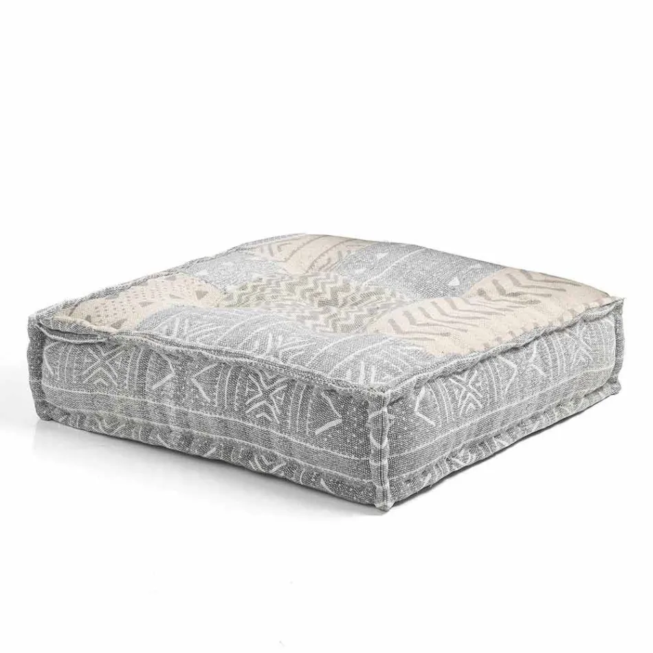 Etnisk firkantet pouf i lappet stof eller fløjlsfiber Viadurini