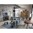 Etnisk firkantet pouf i lappet stof eller fløjlsfiber Viadurini