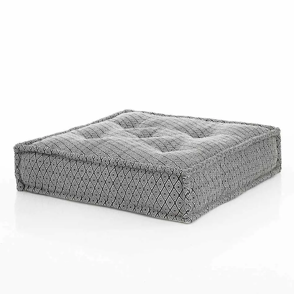 Etnisk firkantet pouf i lappet stof eller fløjlsfiber Viadurini