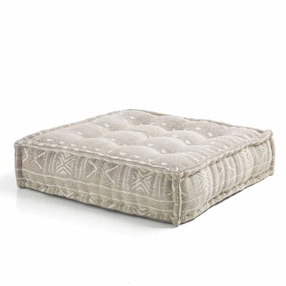 Etnisk firkantet pouf i lappet stof eller fløjlsfiber Viadurini