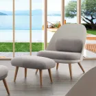 Designpuf i bøgetræ og moderne stof fremstillet i Italien Arezzo Viadurini