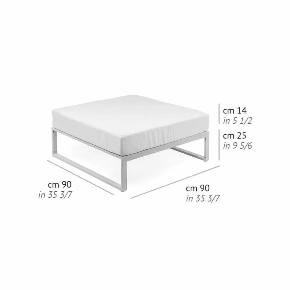 Firkantet puf til udendørs aluminium 3 finish luksusdesign - Julie Viadurini