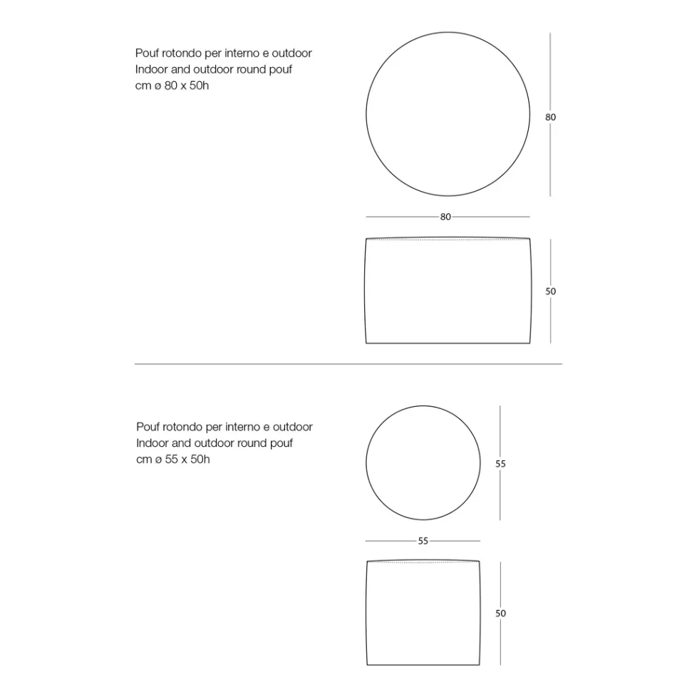 Rund havepuf i polypropylen i 3 farver Made in Italy - Francisco Viadurini