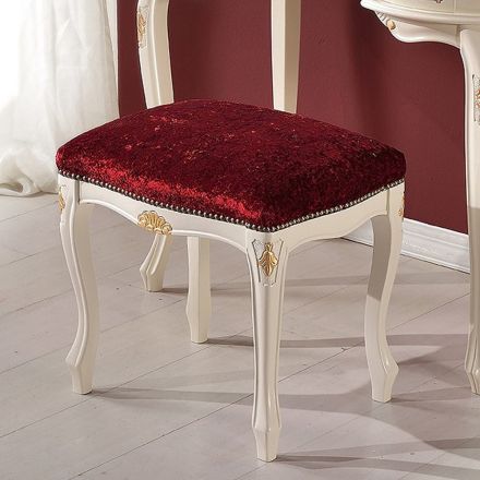 Klassisk stil puf i valnøddetræ og stof lavet i Italien - Luksus Viadurini