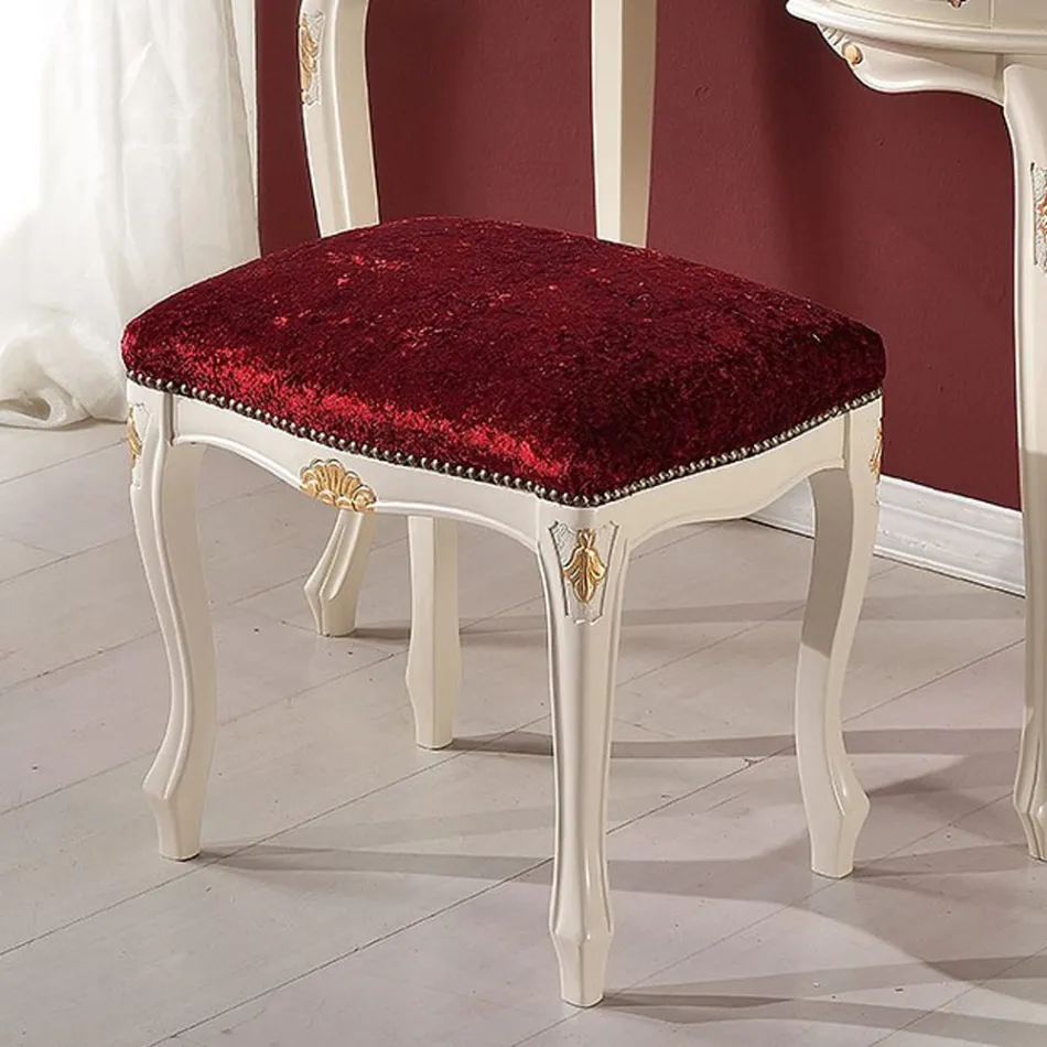 Klassisk stil puf i valnøddetræ og stof lavet i Italien - Luksus Viadurini