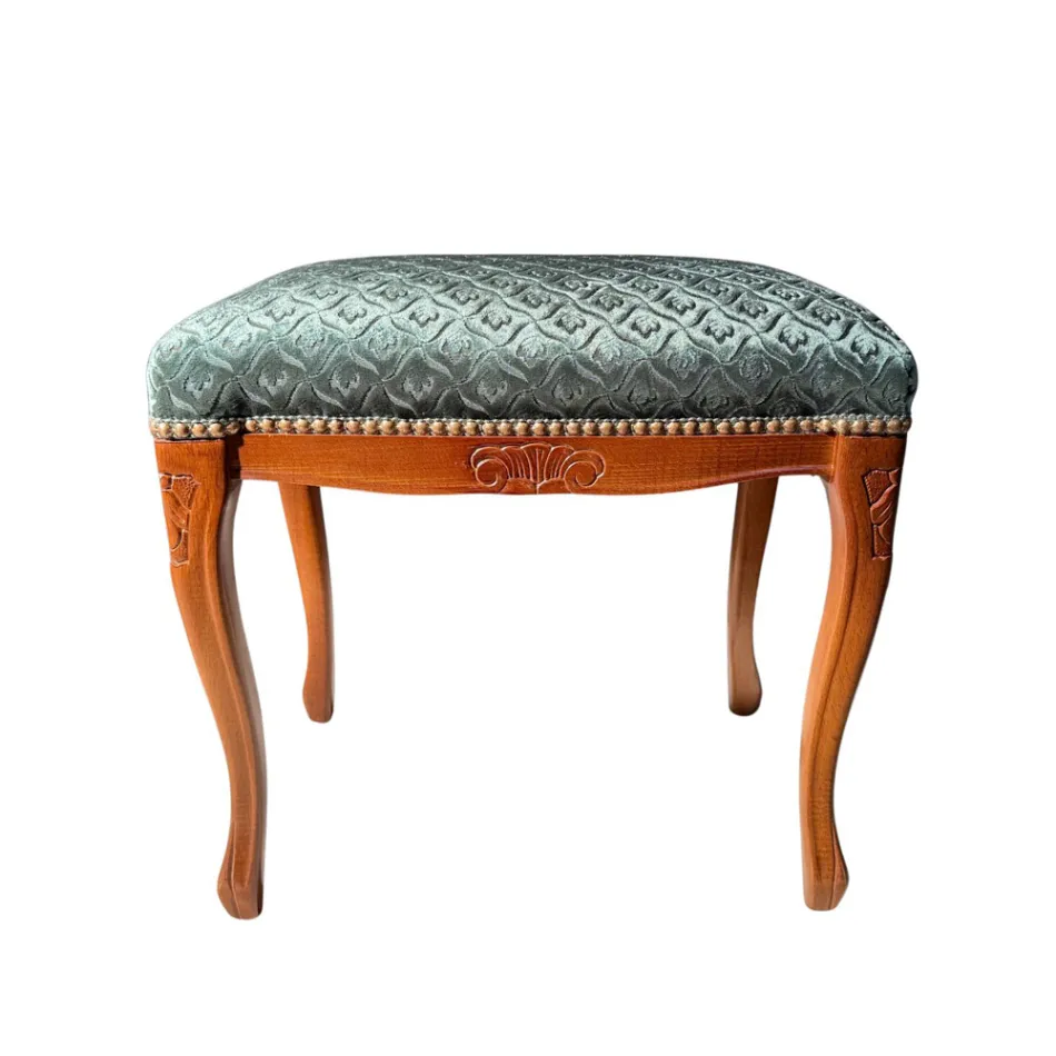 Klassisk stil puf i valnøddetræ og stof lavet i Italien - Luksus Viadurini