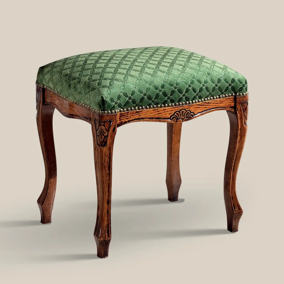 Klassisk stil puf i valnøddetræ og stof lavet i Italien - Luksus Viadurini