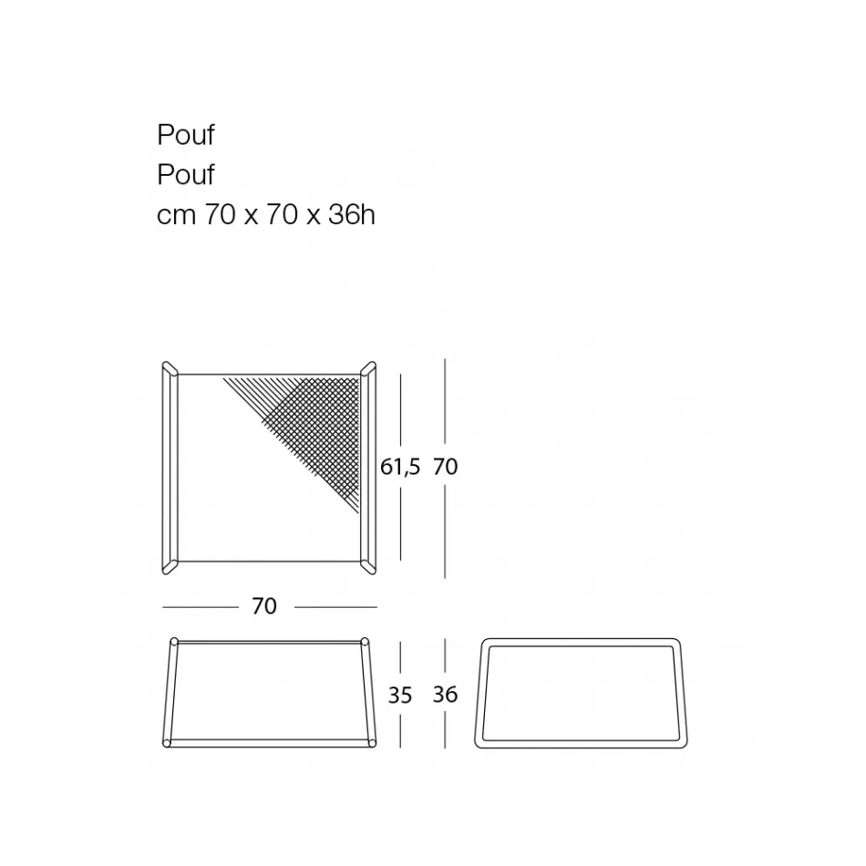 Puf sofabord til haven Design i farvet metal lavet i Italien - Karol Viadurini