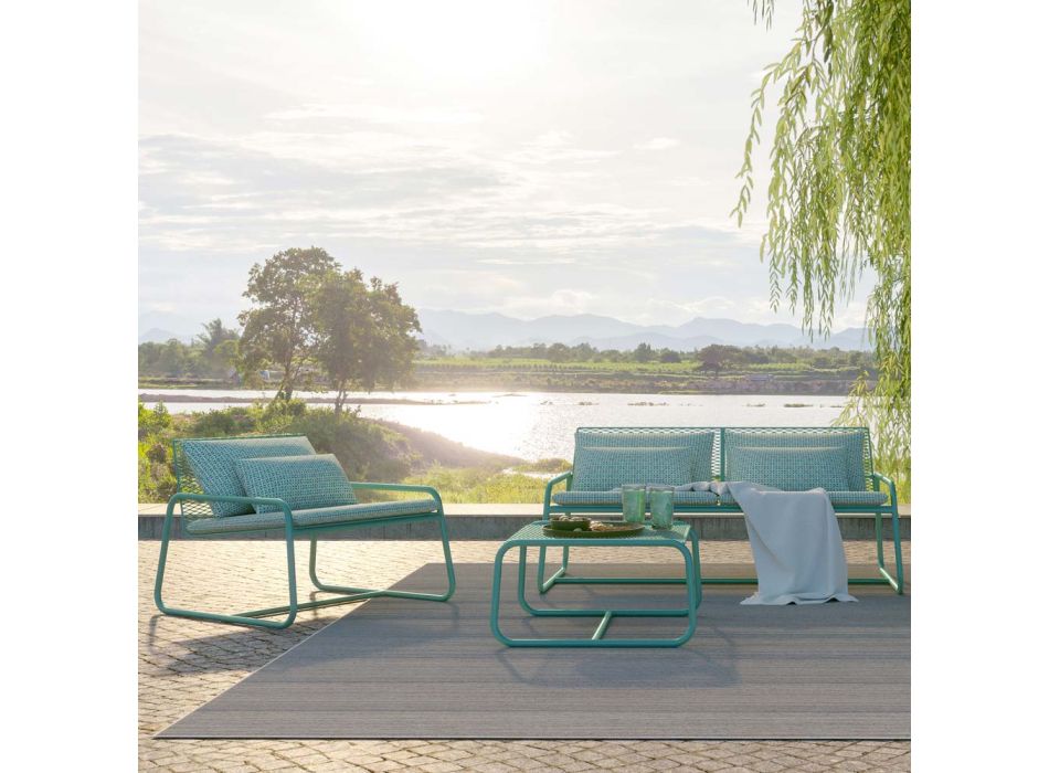 Puf sofabord til haven Design i farvet metal lavet i Italien - Karol Viadurini
