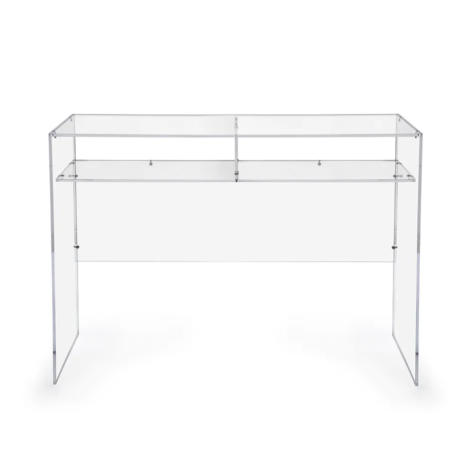 Praktisk fritstående skrivebord i gennemsigtig plexiglas fremstillet i Italien - Ghea Viadurini