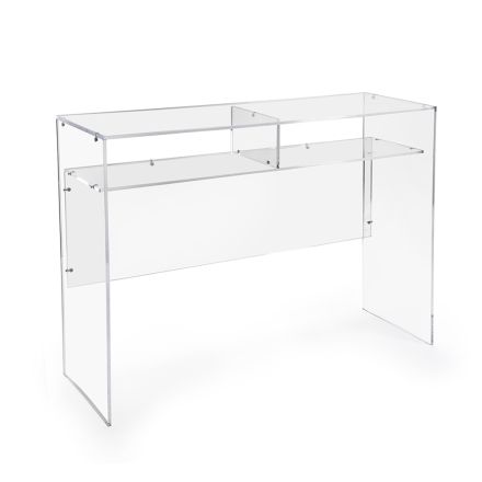 Praktisk fritstående skrivebord i gennemsigtig plexiglas fremstillet i Italien - Ghea Viadurini