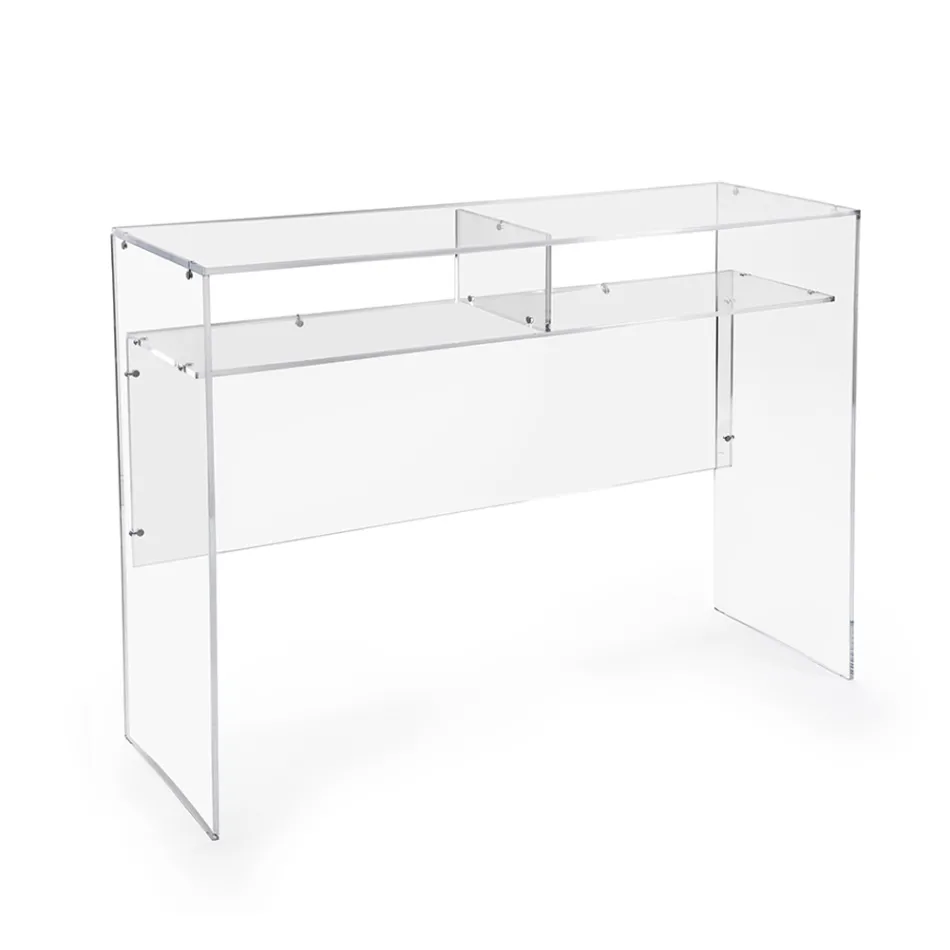Praktisk fritstående skrivebord i gennemsigtig plexiglas fremstillet i Italien - Ghea Viadurini