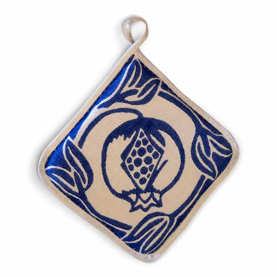 Potholdere af italiensk kunst i rent linned med håndtryk enkeltstykke - mærker Viadurini