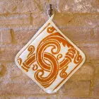 Potholdere af italiensk kunst i rent linned med håndtryk enkeltstykke - mærker Viadurini