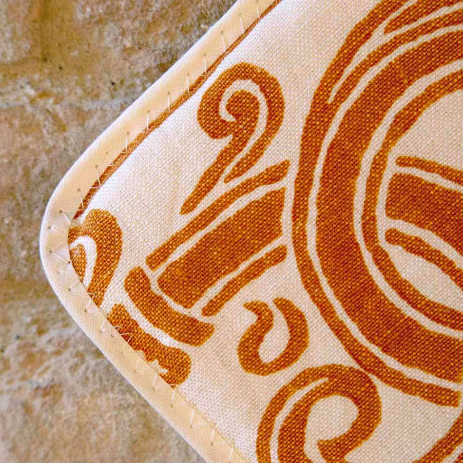 Potholdere af italiensk kunst i rent linned med håndtryk enkeltstykke - mærker Viadurini