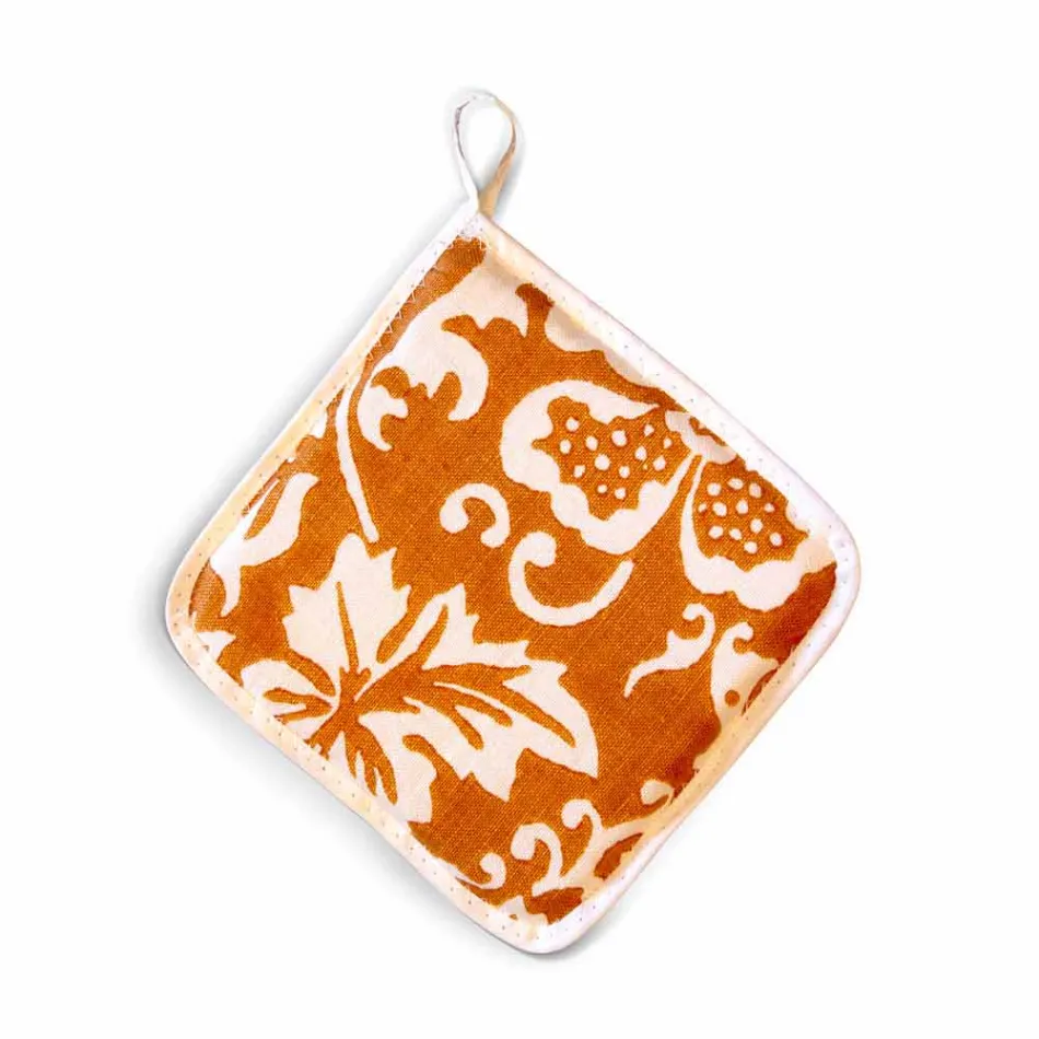 Potholdere af italiensk kunst i rent linned med håndtryk enkeltstykke - mærker Viadurini